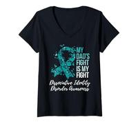 Mujer Conciencia sobre el Trastorno de Identidad disociativo de la Lucha de mi Padre Camiseta Cuello V