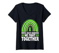 Mujer Conciencia sobre la Salud Mental luchamos Juntos Camiseta Cuello V