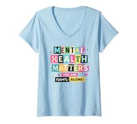 Mujer Conciencia sobre la Salud Mental Nunca estás Solo Camiseta Cuello V