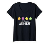 Mujer Conciencia sobre la Salud Mental Todos los Sentimientos están Bien Emociones Camiseta Cuello V