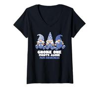Mujer Concienciación sobre el dolor Gnomo Uno Lucha Solo Cinta Camiseta Cuello V