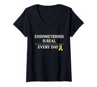 Mujer Concientización de la Endometriosis Endo Warrior Apoyo de Salud para Mujeres Camiseta Cuello V