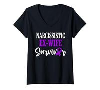 Mujer Concientización narcisista sobre la violencia doméstica sobreviviente de ex esposa Camiseta Cuello V