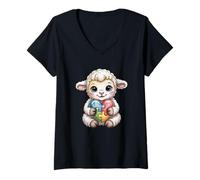 Mujer Concientización sobre el Autismo Cordero Puzzle Heart Support Design Camiseta Cuello V