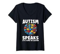 Mujer Concientización sobre el Autismo Neurodiversidad Día Mundial del Autismo Autista Camiseta Cuello V