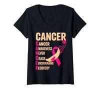 Mujer Concientización sobre el cáncer Apoyo Fomento Recuperación Octubre Rosa Camiseta Cuello V