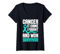Mujer Concientización sobre el cáncer Apoyo Llegó Luché contra sobreviviente Camiseta Cuello V