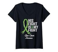 Mujer Concientización sobre el cáncer de hígado Apoyo a su luchador guerrero Camiseta Cuello V