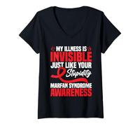 Mujer Concientización sobre el síndrome de Marfan Enfermedad Conciencia del síndrome de Marfan Camiseta Cuello V