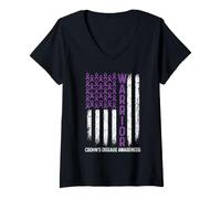 Mujer Concientización sobre la Enfermedad de Crohn del Guerrero - Luchador EII Camiseta Cuello V