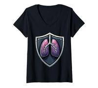 Mujer Concientización sobre la fibrosis quística Guerrero CF Respira para una cura Camiseta Cuello V