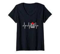Mujer Concientización sobre la hemofilia Latido del corazón Día Mundial de la Hemofil Camiseta Cuello V