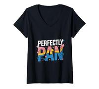 Mujer Concientización sobre la pansexualidad del mes del orgullo LGBTQIA Perfectly Pan Camiseta Cuello V