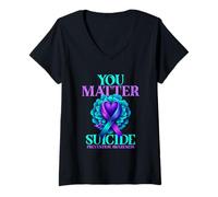 Mujer Concientización sobre la prevención del Suicidio Camiseta Cuello V