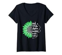 Mujer Concientización sobre la Salud Mental Ponga Fin a la Cinta de Girasol estigma Camiseta Cuello V