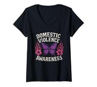 Mujer Concientización sobre la Violencia doméstica - Vintage End Domestic Violence Camiseta Cuello V