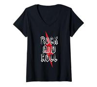 Mujer Concierto de Rock And Roll Red Lightning Hard Rock & Roll Camiseta Cuello V