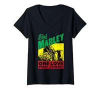 Mujer Concierto oficial de Bob Marley One Love Peace Camiseta Cuello V