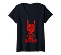 Mujer Concierto Rock & Roll Devil's Salute Rocker Camiseta Cuello V
