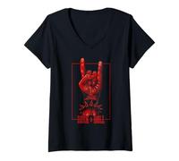 Mujer Concierto Rock & Roll Devil's Salute Rocker Camiseta Cuello V