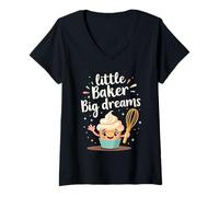Mujer Concursante Junior de repostería Joven Chef Campeón de la competencia de Camiseta Cuello V