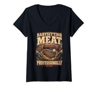 Mujer Concurso De Barbacoa Babysitting Meat Professionally Camiseta Cuello V