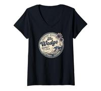 Mujer Condado de Orange California Newport Beach Cuña Retro Surf Camiseta Cuello V
