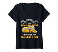 Mujer Conductor de autobús Escolar Divertido Amor mi Trabajo Crazy Cita Arte Camiseta Cuello V