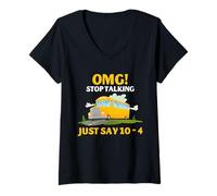 Mujer Conductor de autobús Escolar Humor Radio Código Deja de Hablar Estilo de Cita Camiseta Cuello V