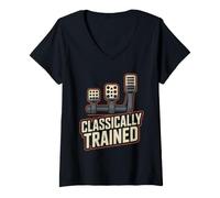 Mujer Conductor de Palanca de Cambios Manual con Formación Clásica Camiseta Cuello V