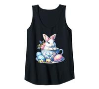 Mujer Conejito de Pascua de la taza de té Regency Victoriano Vintage Conejo de Pascua Camiseta sin Mangas