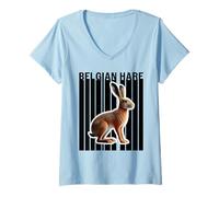 Mujer Conejo belga liebre amantes lindo conejito Camiseta Cuello V
