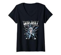Mujer Conejo de Guitarra eléctrica Hop and Roll Heavy Metal Easter Bunny Camiseta Cuello V