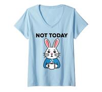 Mujer Conejo de oficina Colega Conejo Café Conejo Camiseta Cuello V