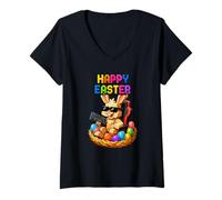Mujer Conejo de Pascua Gamer - Divertido diseño de Pascua para Jugadores y Nerds Camiseta Cuello V