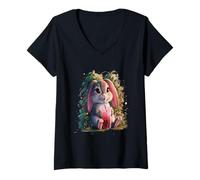 Mujer Conejo Hombre Mujer Boba Tea Bunny Kawaii Bubble Tea Rabbit Camiseta Cuello V