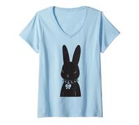 Mujer Conejo Pastel Goth Gurokawa Creepy Kawaii Gothic Soft Grunge Camiseta Cuello V