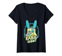 Mujer Conejo Rabid Budgie Fuggler Divertido Monstruo Feo Camiseta Cuello V