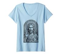 Mujer Confía en el Señor Jesucristo Vintage Christian Faith Camiseta Cuello V
