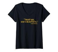 Mujer Confía en mí, Ella es Hermosa Whisky irlandés Camiseta Cuello V