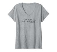 Mujer Confía en mí, Ella es Hermosa Whisky irlandés Camiseta Cuello V