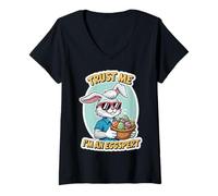 Mujer Confía en mí, Soy un Experto en Huevos, Divertida búsqueda de Huevos de Conejo de Pascua Camiseta Cuello V