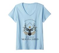 Mujer Confía en Tus visiones Stay Wild Mood Child (gráfico Bohemio) Camiseta Cuello V
