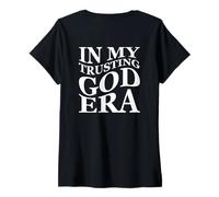 Mujer Confiando en Dios Era Religiosos Hombres y Mujeres Cristiano Divertido Camiseta Cuello V
