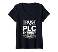 Mujer Confíe en el Ingeniero de automatización Total del PLC Camiseta Cuello V