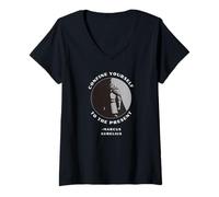 Mujer Confinarse al Presente Marco Aurelio estoico Camiseta Cuello V