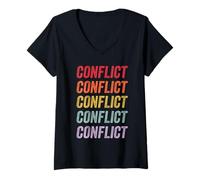 Mujer Conflicto Camiseta Cuello V