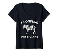 Mujer Confundo a los médicos: Divertida Enfermedad crónica, Zebra Camiseta Cuello V