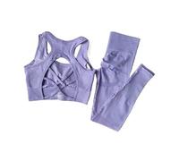 Mujer Conjunto de Ropa de Yoga 2 uds deportes camiseta sin mangas sujetador a prueba de golpes mallas for correr traje de Yoga parte de atrás bonita sujetador ropa(Color 8,L)