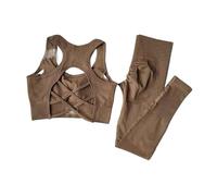 Mujer Conjunto de Ropa de Yoga 2 uds deportes camiseta sin mangas sujetador a prueba de golpes mallas for correr traje de Yoga parte de atrás bonita sujetador ropa(Color 4,L)